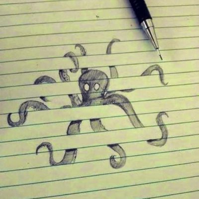 Visual storytelling door Dorine Mobron van Dovision: tekening van een octopus op papier.